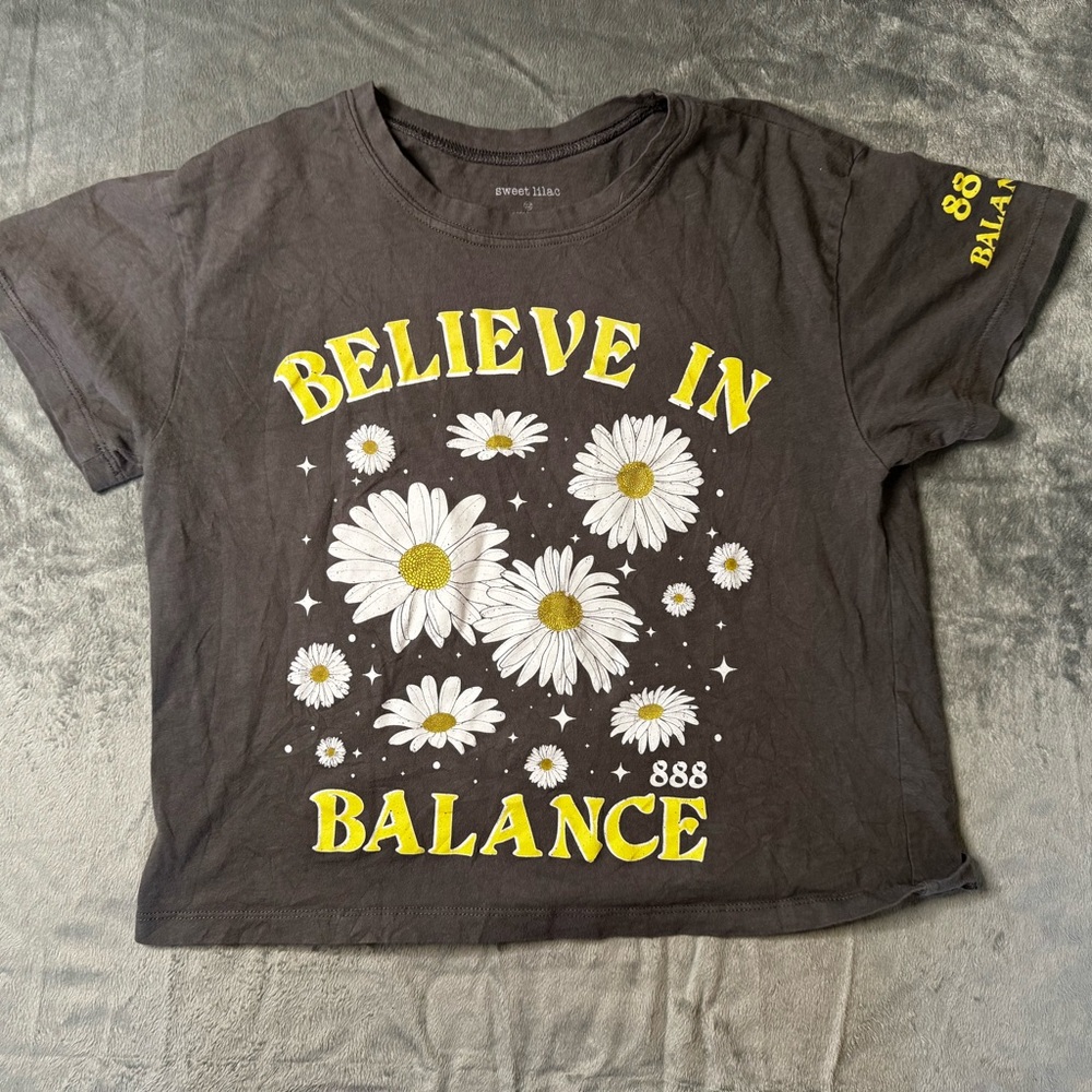 Gray T-Shirt with Yellow Print